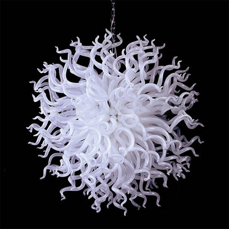 

Hand-blown Glass Crystal Chandelier LED Art Pendant Lamps White Diameter100CM Indoor Lighting Modern Living Room Decoration