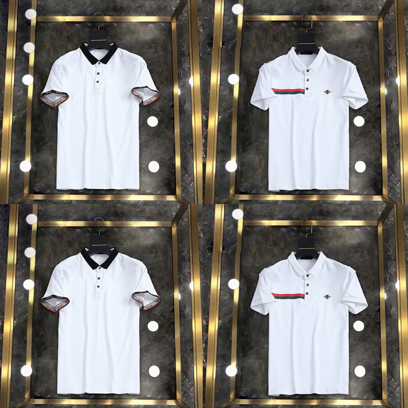 

21ss Color stripe Polo shirts mens t-shirts fashion clothe Embroidery Business short sleeve tee Skateboard Casual tops tees size:M-3XL, White;black