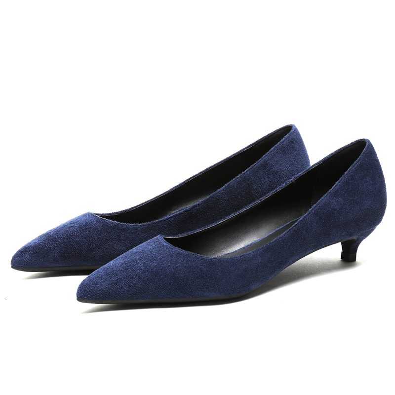 

Sandals Plus Size OL Office Lady Shoes Kid Suede Leather Low High Heels Woman Pointed Toe Dress Basic Pumps Women E0084 N2TJ
