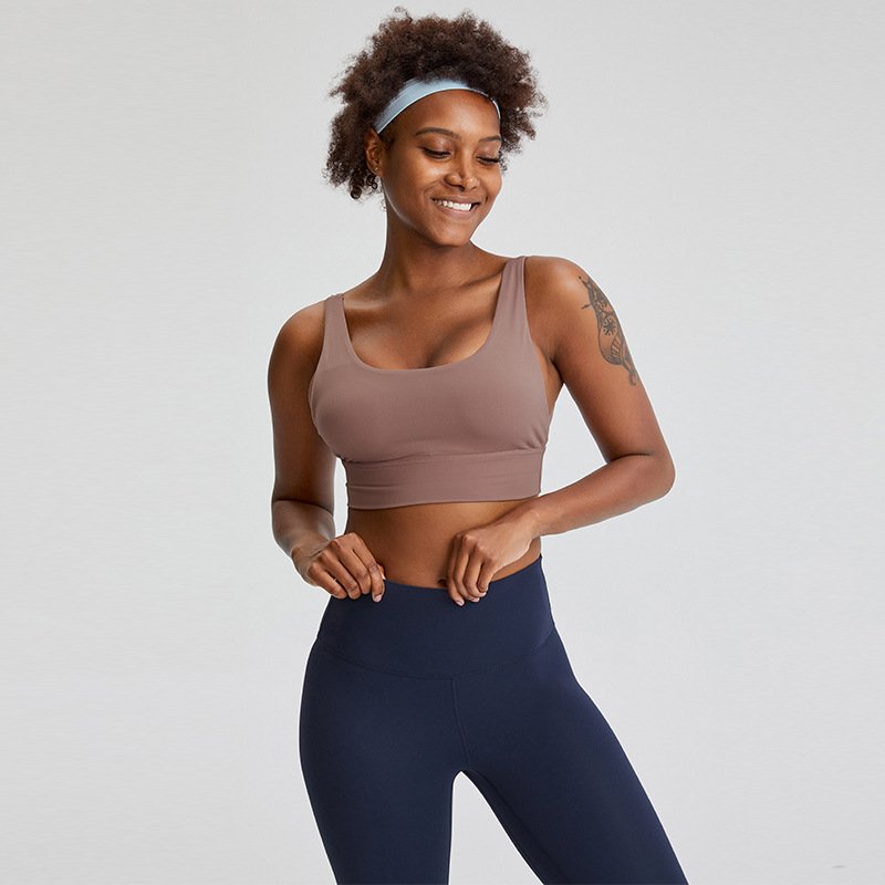 

L109 Sports Yoga Bra Outfit U-shaped Weightless Soft Breathable Women Bras Upper Support Shockproof Tops Sexy Underwear Fitness Tank Top, Gray dove