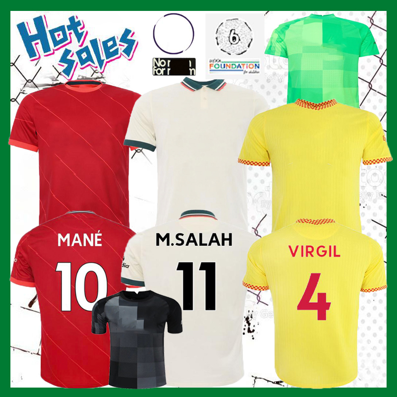 

Thailand 21 22 home soccer jerseys M.SALAH ALEXANDER ARNOLD MANE FIRMINO VIRGIL DIOGO J Thiago A.BECKER football shirt KEITA KONATE men kids, Black;yellow