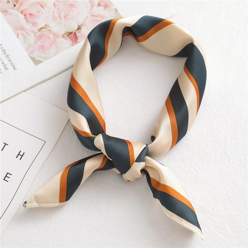 

Scarves Square Neckerchief Small Silk Scarf With Strip Printing Women Bag Tie Kerchief Headband Office Lady Necktie Fashion