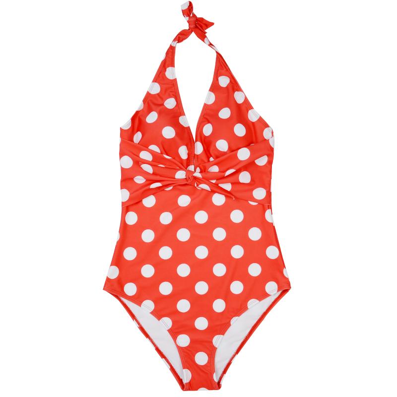 

One-Piece Suits Multicolor Dots Women' Swimsuit Halter Push Up Swimwear Sexy V Neck Monokini Swimming Bodysuit Mujer Swim Suit