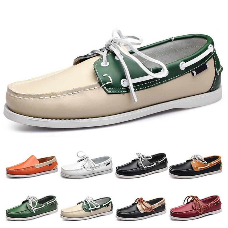 

2021 Mens running shoes leather British style32 black white brown green yellow red fashion outdoor comfortable breathable, Color#1