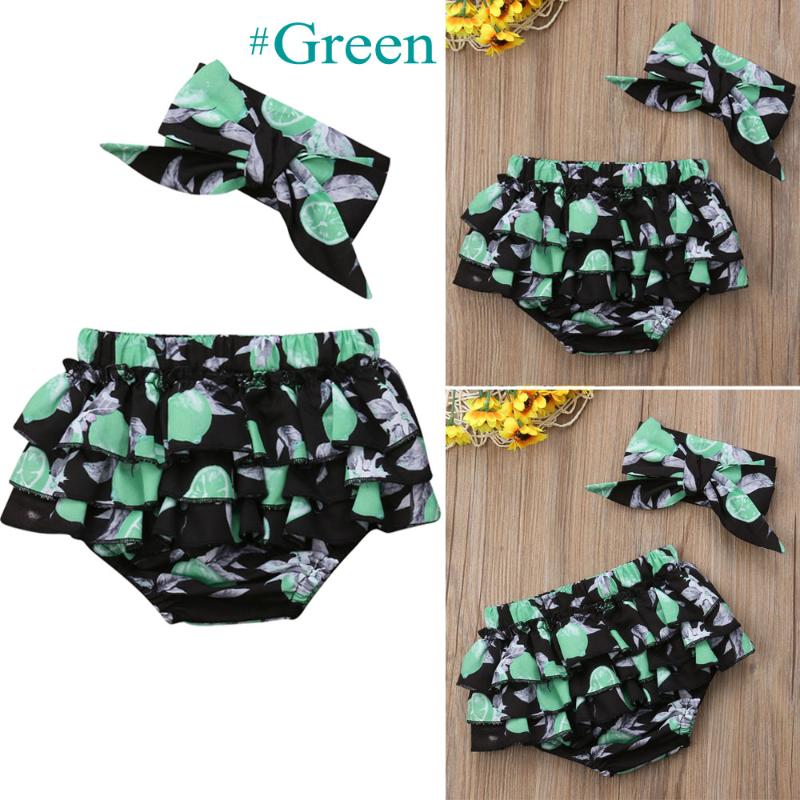 

Cute Born Infant Baby Girls 3M-24M Floral Short Briefs Headband Outfit Clothes Set Skirts