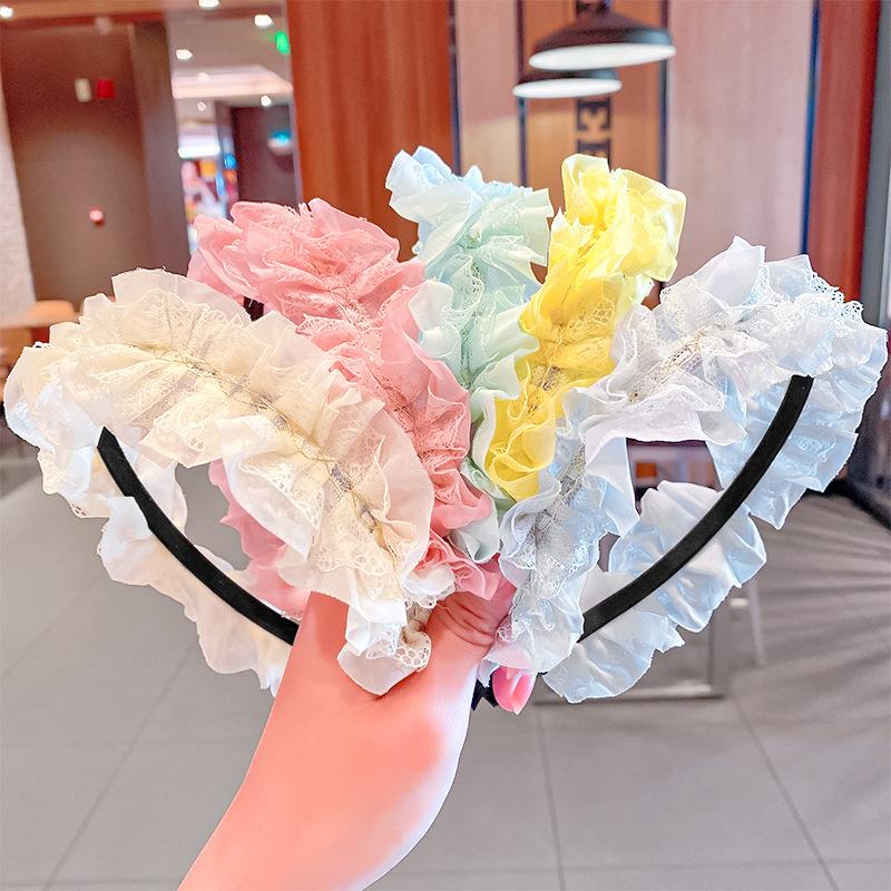 

Hair Accessories 2021 Chiffon Lace Folds Hairbands Women Headbands Kids Hoops Girls Headwear Fashion Ornament Gift