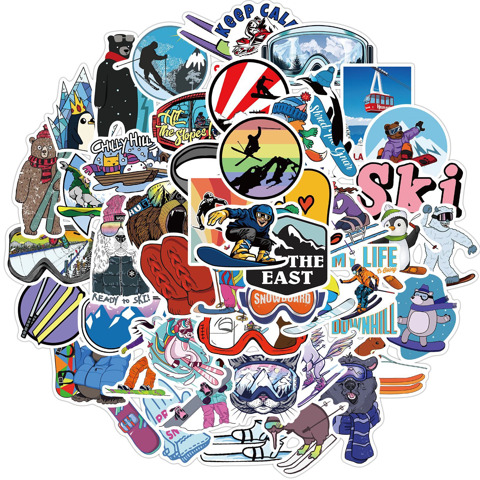 

50 PCS Mixed Graffiti Car Stickers Waterproof Ski Sports For Skateboard Laptop Fridge Helmet Pad Bicycle Bike Motorcycle PS4 book Guitar Pvc Decal, Multi colors