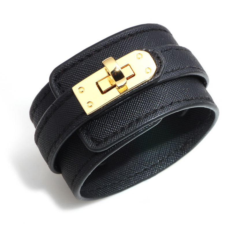 Personalized Women Style Multicolors Wide PU Leather Cuff Bracelet Jewelry-image-754685599