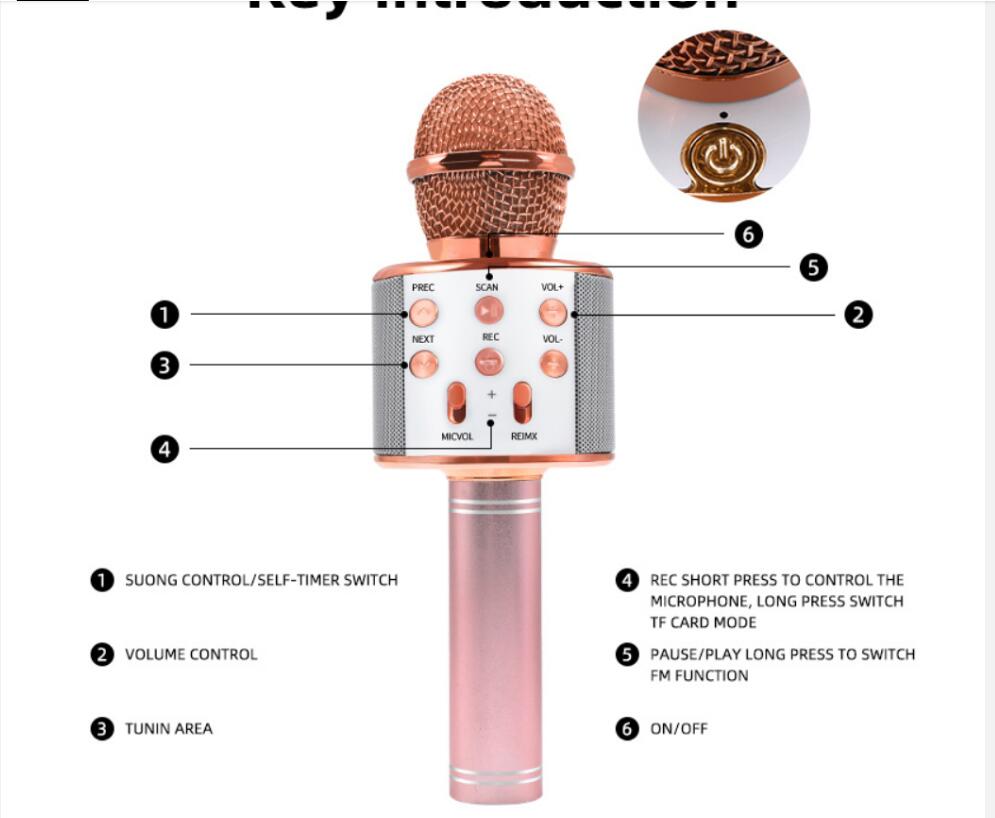 

WS858 Bluetooth Karaoke Wireless Microphone Professional Speaker Handheld CondenserPlayer Singing