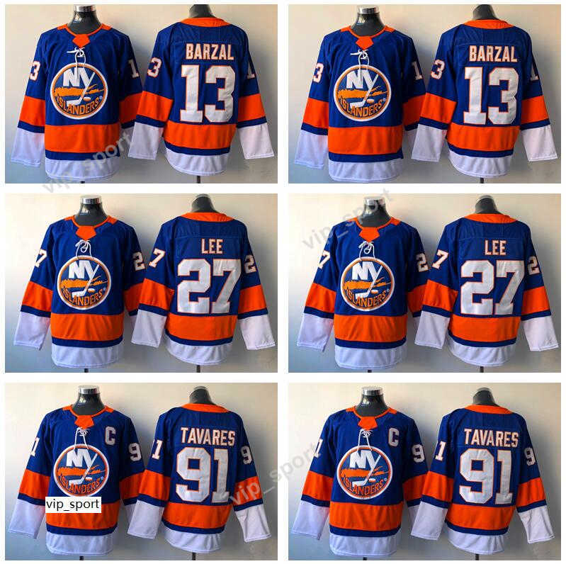 

New York Islanders 27 Anders Lee 91 John Tavares Jersey 13 Mathew Barzal 22 Mike Bossy Ice Hockey Jerseys Blue White Stitched Sale, 27 blue ad