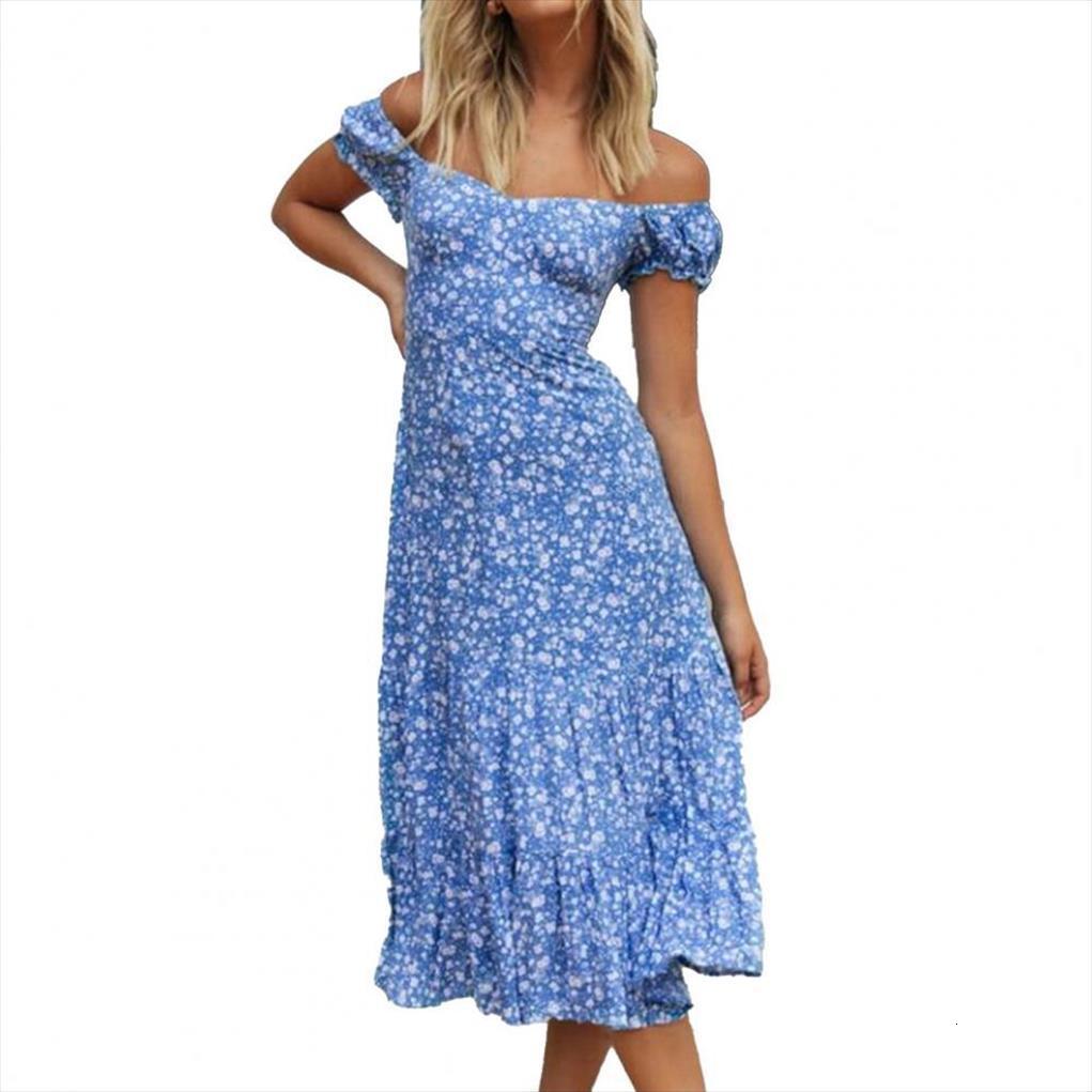 

off shoulder print lacing women dress slim summer midi sundress beach, Black;gray