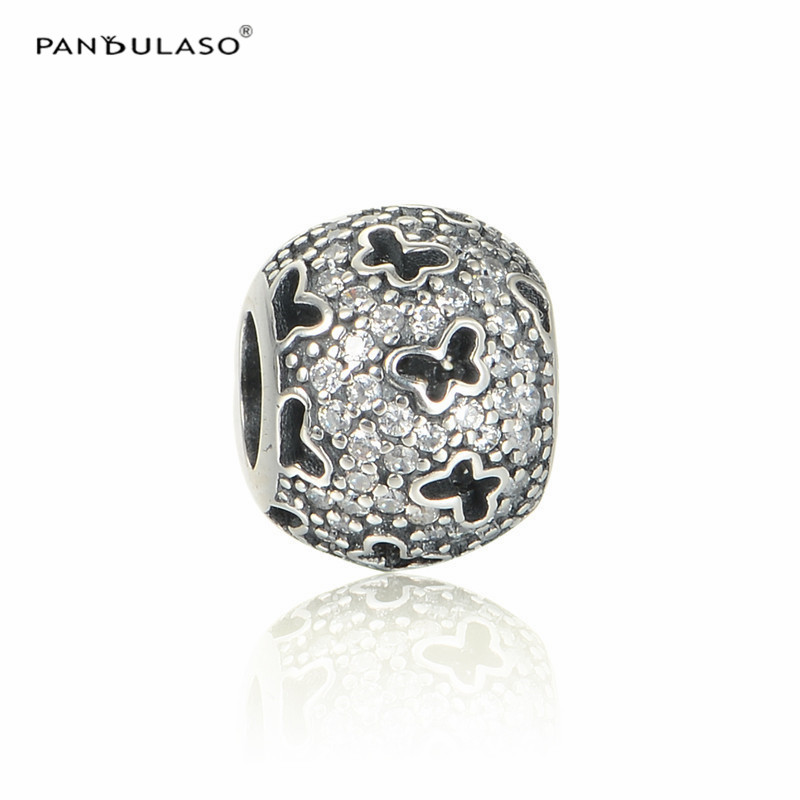 Silver Beads Fits Pandora Charms Bracelet 925 Sterling-Silver-Bead Fluttering Butterflies Charm Women DIY Jewelry-image-252001270