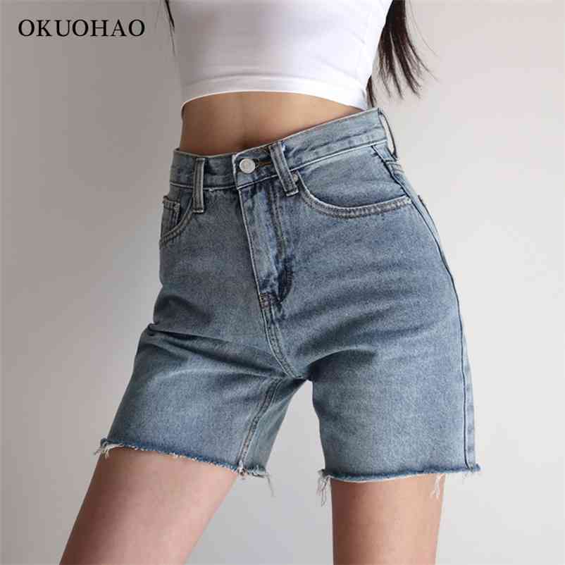 

Women's Denim Shorts Female Black Blue High Waist Jeans Summer Harajuku Vetement Femme Sexy Fashion Woman Pants 210629