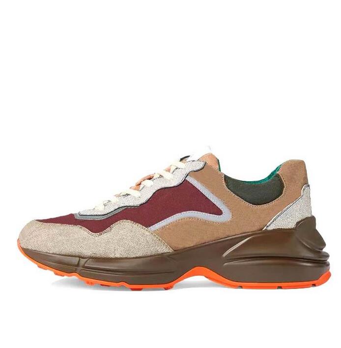 

2021 luxurys designers shoes Rhyton Sneakers Beige Men Trainers Vintage Luxury Chaussures Ladies Shoe Designer Sneaker with box, Color 19