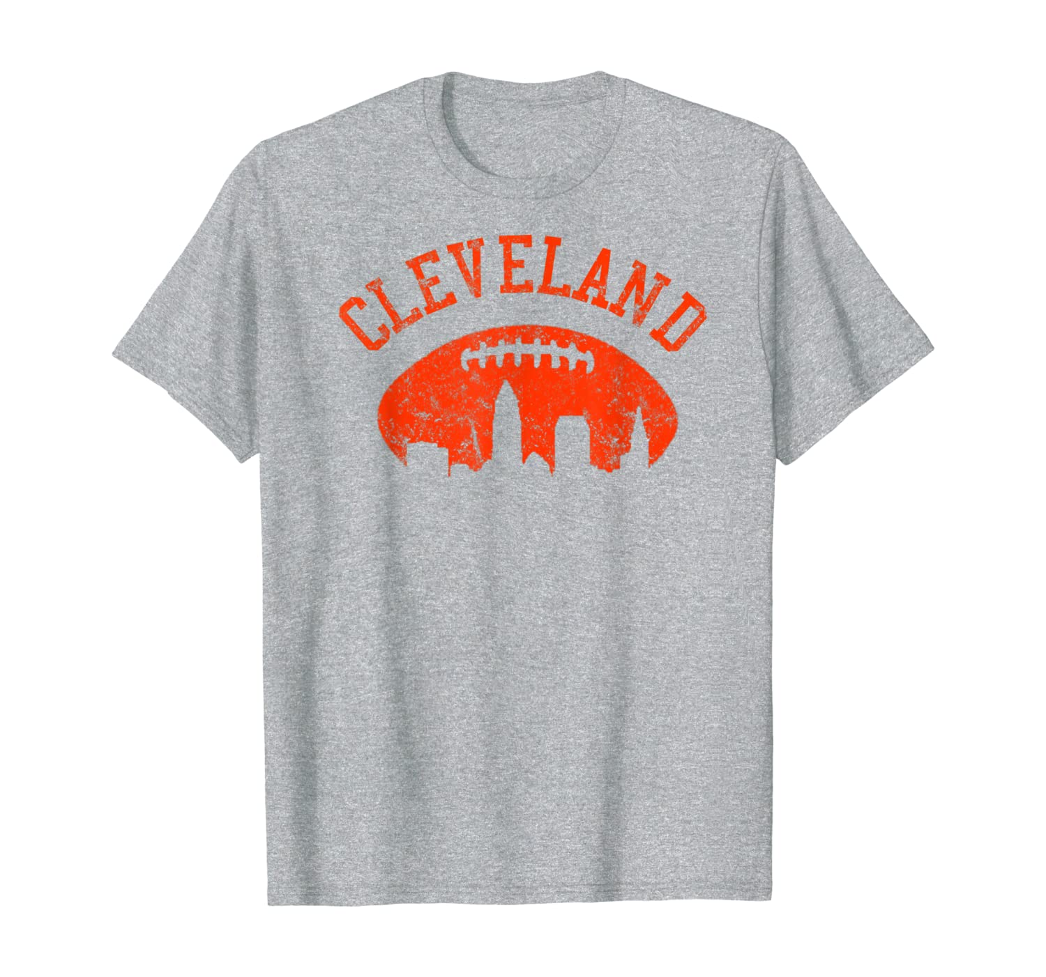 

Downtown Cleveland City Skyline Football Vintage Fan T-Shirt, White;black