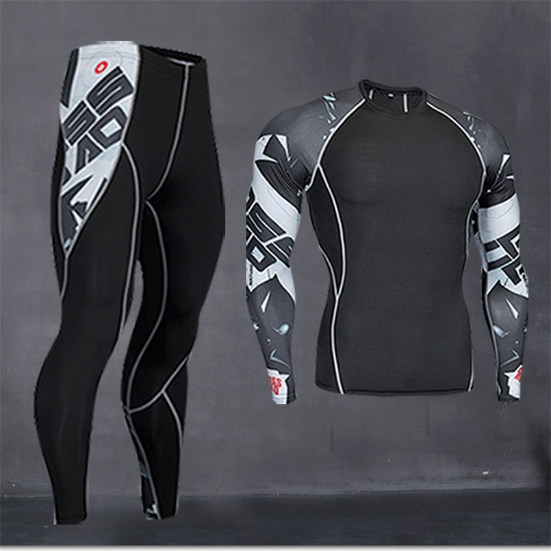 

Thermal Underwear Men' Long Underwear Compression Clothing Fitness Shirt Men Running Shirt Training Pants Thermal Underwear 211108, Running leggings 6