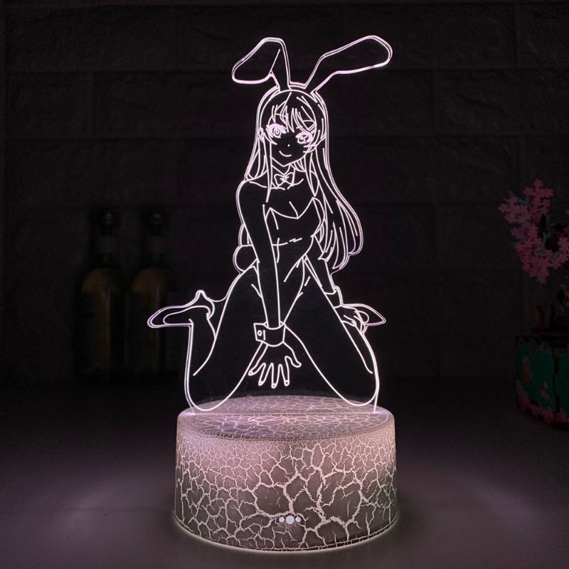 

Night Lights LED Light Anime Waifu Mai Sakurajima Bedroom Decor Manga 3D RGB Gift For Friends Girl Room Novelty Lamp