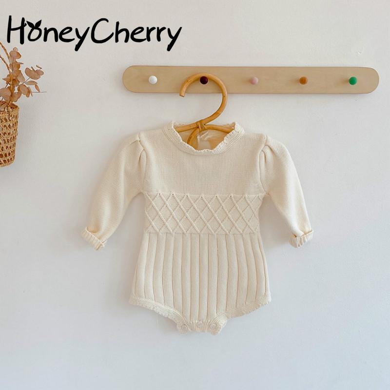 

Rompers HoneyCherry Autumn Baby Girls Bottoming Long-sleeved Knit Bodysuits Leotard Climbing Clothes, Blue