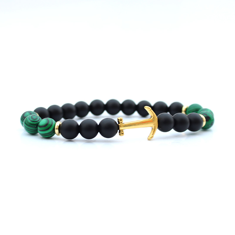 

Anchor bracelet stone beads man bracalete woman accessories men hand bands for heren armband mens bileklik erkek 2020 New, Black