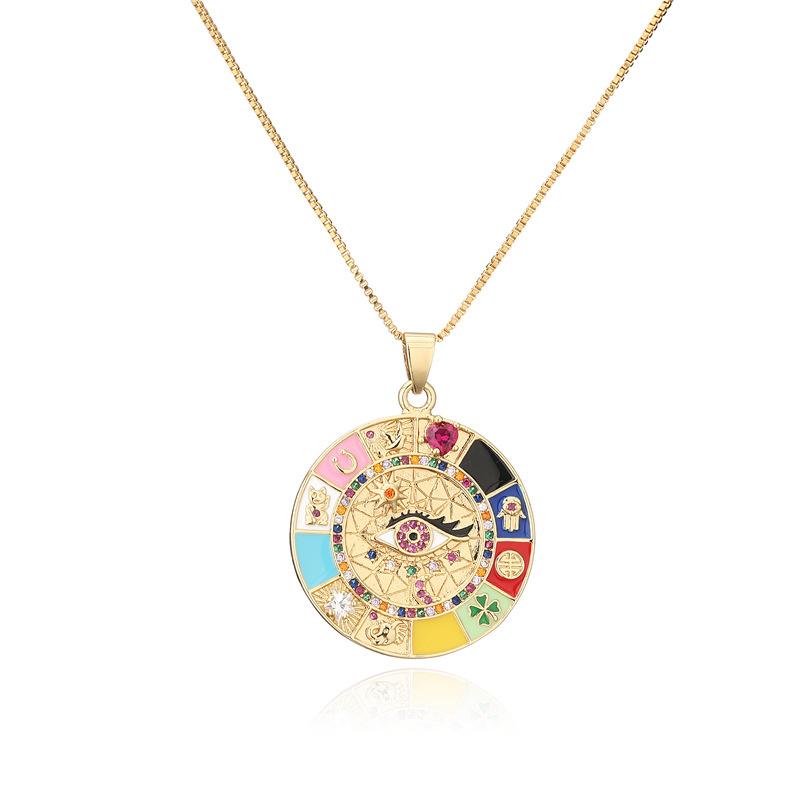 

Pendant Necklaces Australian Ancient Necklace Bohemian Style Fashion Oil Drop Zircon Eye Women's Product, Silver
