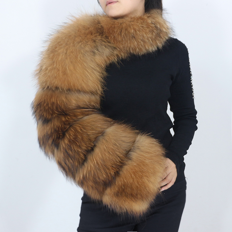 

OFTBUY 2021 New Winter Jacket Women Natural Real Raccoon Fox Fur Sleeve Coat Ladies Fashion One Sleeve Outerwear Streetwear, Natural raccoon fur