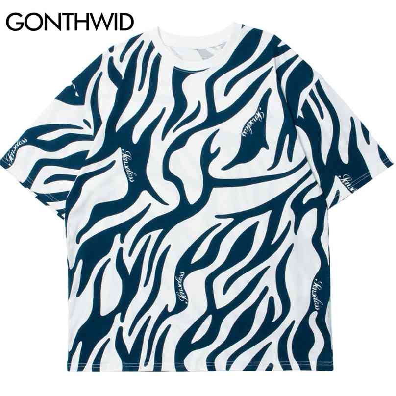 

Tshirts Hipster Animal Zebra Stripe Print Tees Shirts Streetwear Mens Hip Hop Fashion Harajuku Casual Short Sleeve Tops 210602, Blue