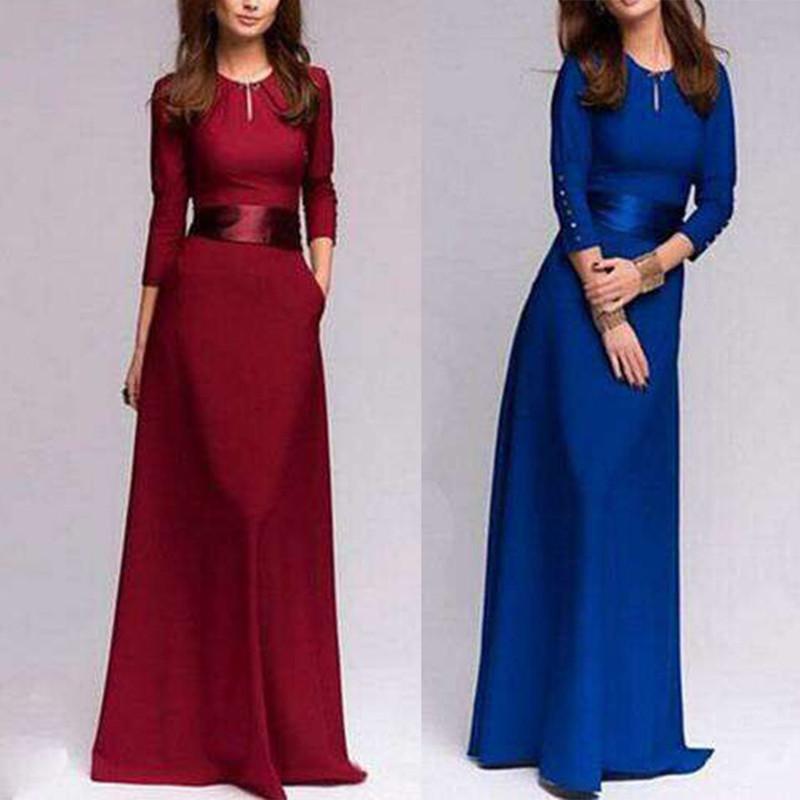 

Casual Dresses Boho Dress Maxi Robe Pin Up O Neck Full Sleeve Harajuku Goth Chic Style Linen Clothing Women' Chemise Vintage, Royal blue