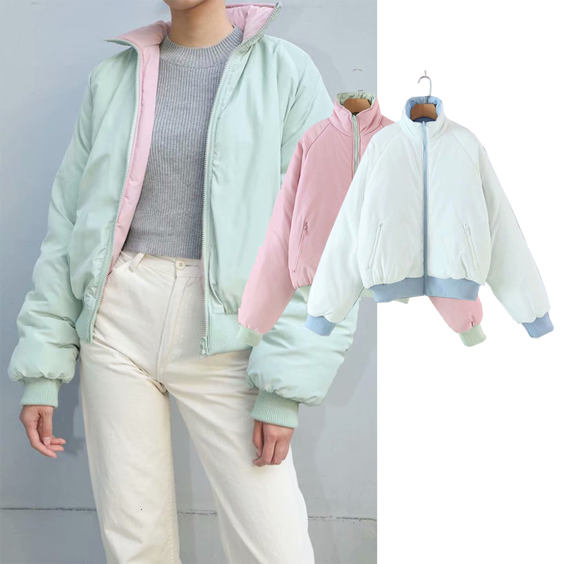 

Women's Down & Parkas Fashion 2 color Two sides wear Autumn Winter Coat Turn-down Collar Jacket Shaggy Long sleeve zipper Outwear, Black