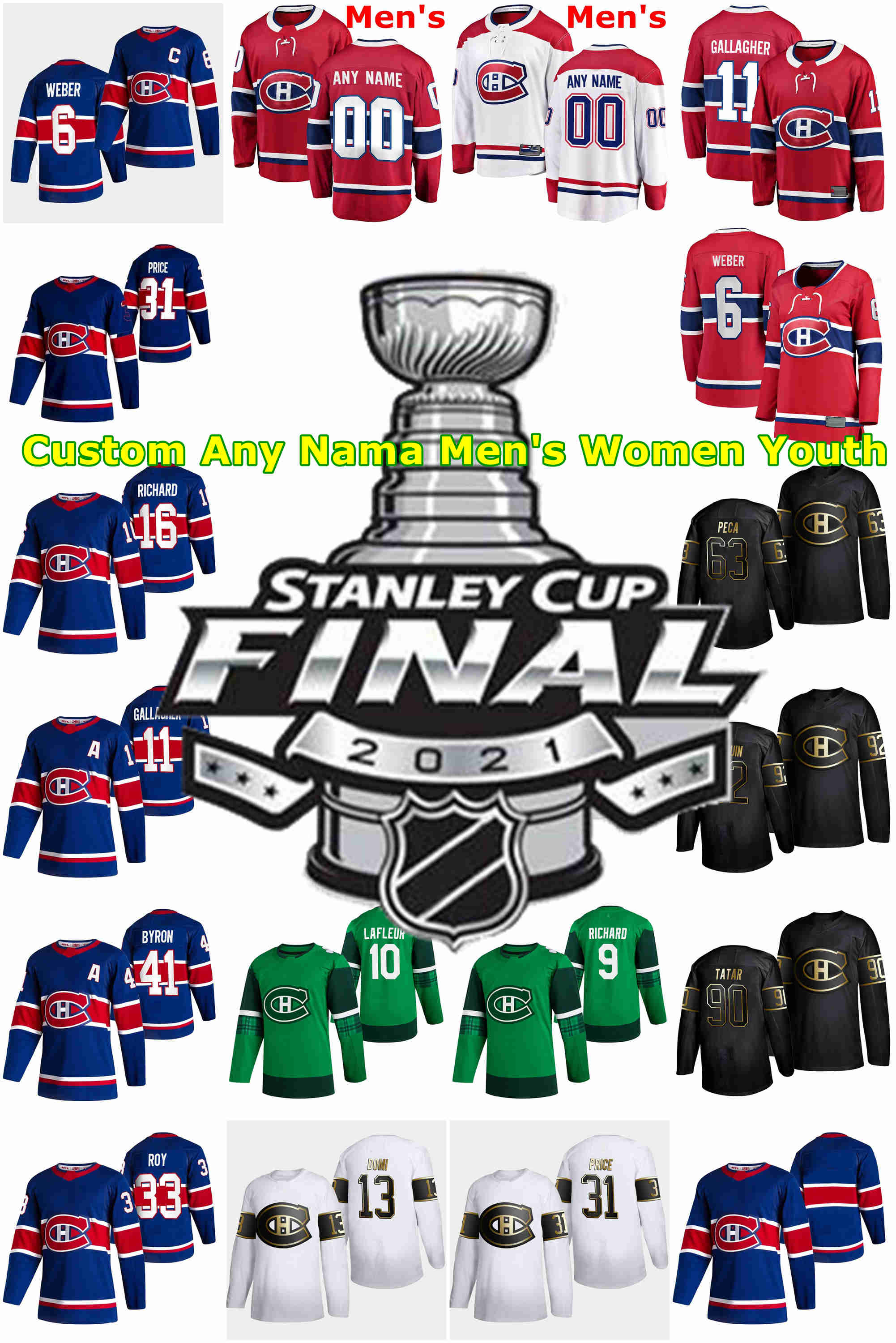 

2021 Stanley Cup Final Montreal Canadiens Ice Hockey Jerseys Shea Weber Jersey Tomas Tatar Jeff Petry Jesperi Kotkaniemi Phillip Danault Custom Stitched, Mens red home final logo