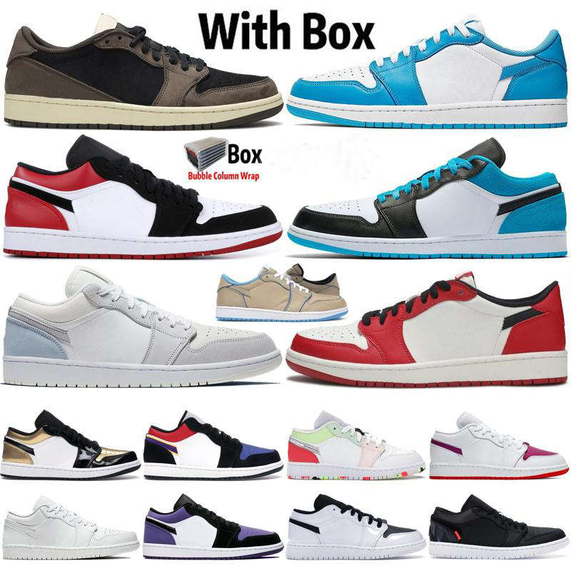 

2020 With Box Jumpman Low OG UNC Travis Scotts 1 1s Mens Basketball Shoes Designer Obsidian Paris Chacigo Trainers Sports Sneaker Size 36-45