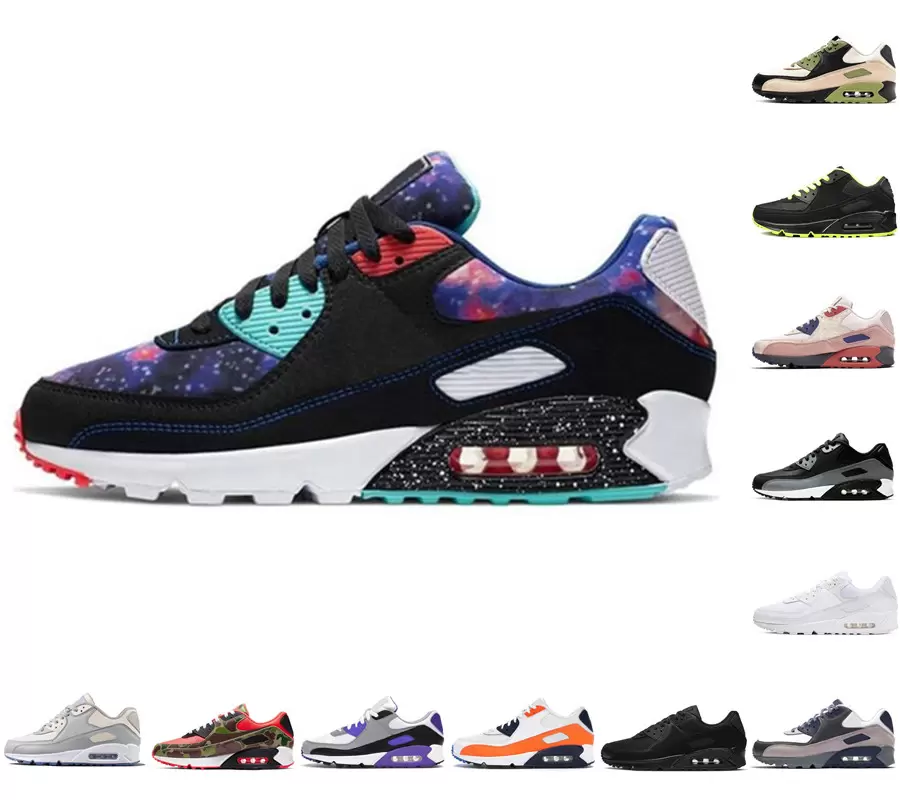 

high quality 90s mens running shoes reverse duck camo 90 Lahar Escape Hyper Grape triple black white Mars Landing reflective men women cushion sneakers, Black volt