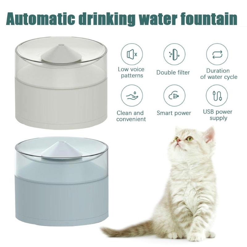 

Cat Bowls & Feeders Pet Automatic Fountain Feeder Transparent Filter Drinker Electric Mute Water With USB Powered White Blue