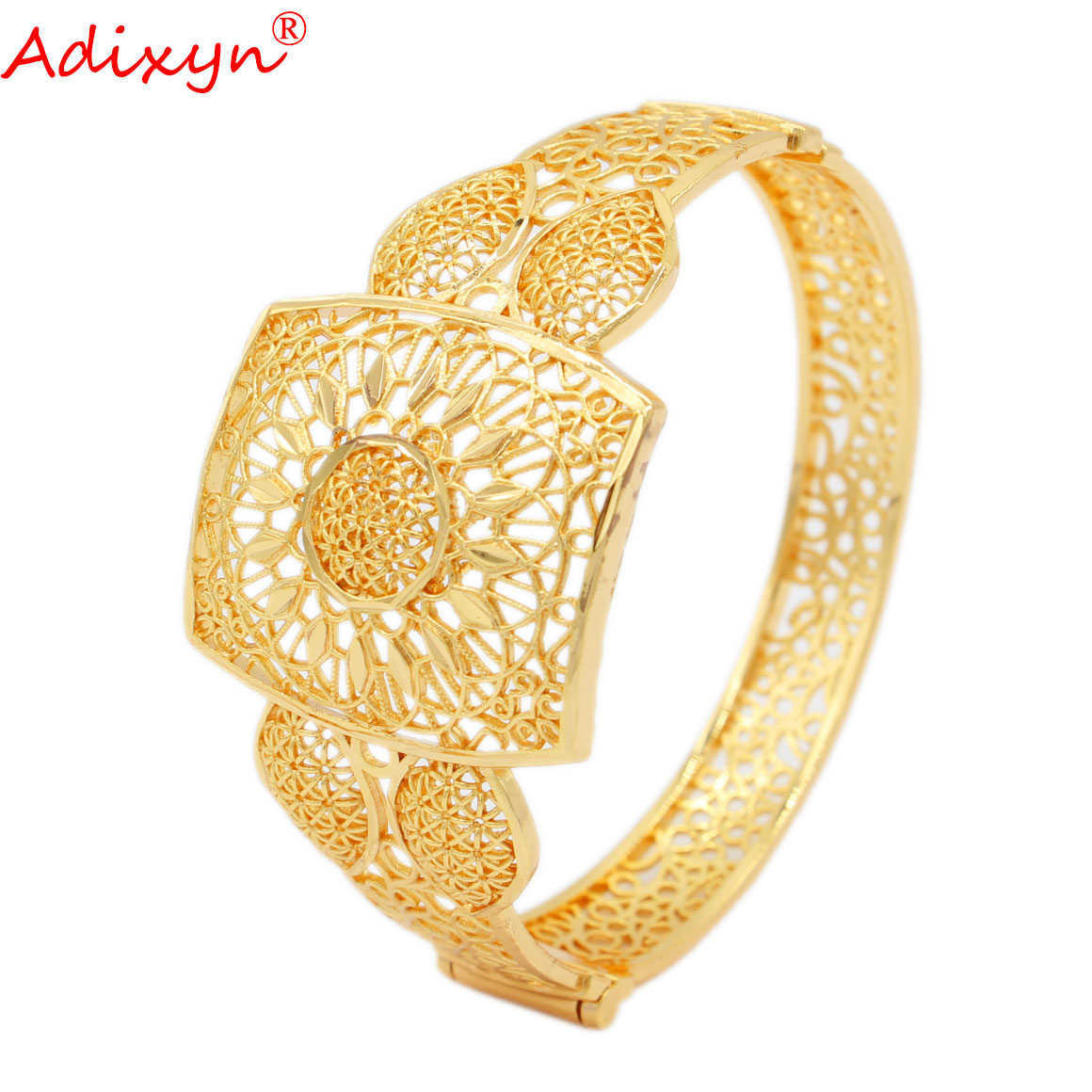 

Adixyn New Watch Bangle for Women Jewelry Gold Color Cuff Bangle African Arab Luxury Bracelet Wedding Gifts N12276 Q0720