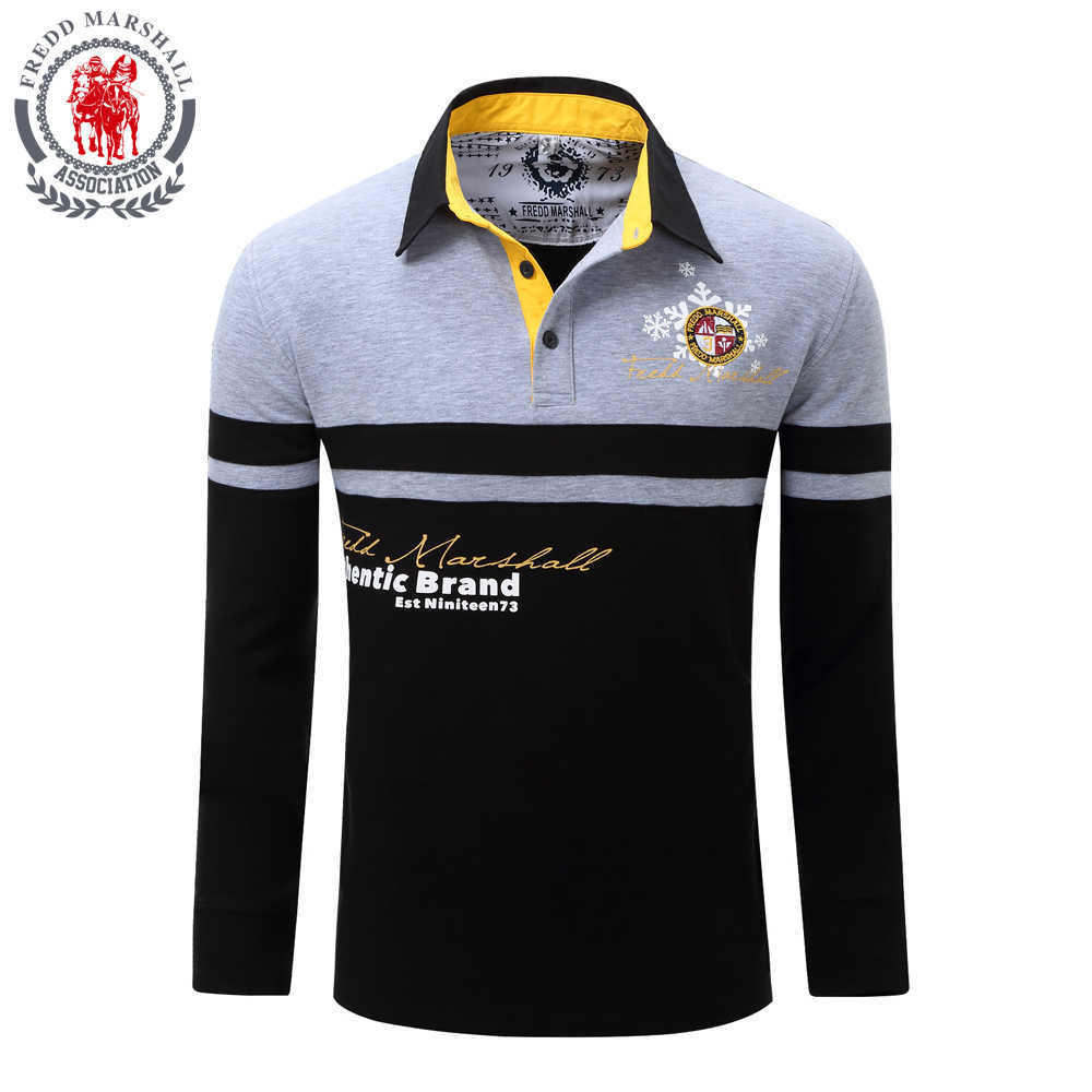 

Fredd Marshall Mens Fashion Polo Shirts 100% Cotton Patchwork Black Blue Brand Clothing Man's Long Sleeve Tops Plus Size 057 210527, Red