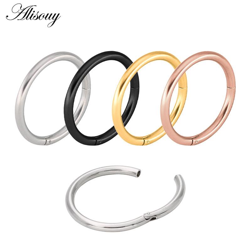 

Other 1PC G23 Stainless Hinged Segment Nose Ring 16g&14g Nipple Clicker Ear Cartilage Tragus Helix Lip Piercing Unisex Fashion Jewelry, Slivery;golden