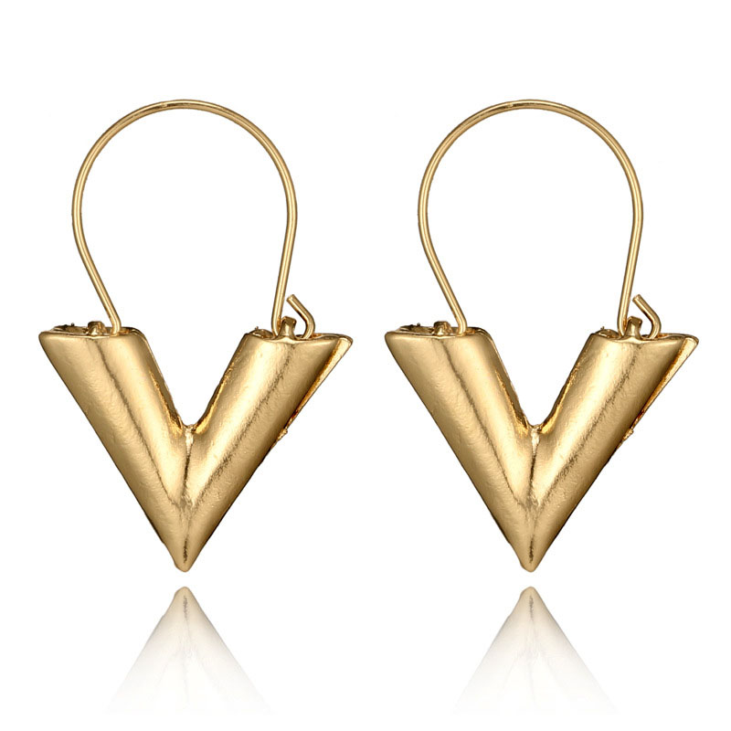 

Fashion Trend Earrings Brincos Stud Oorbellen Simple Metal Wind Letter V Shape Earrings For Women Gift