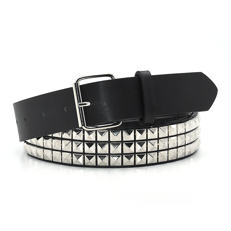 

GAOKE Pyramid Fashion Rivet Belt Men&Women's Studded Belt Punk Rock With Pin Buckle Drop Shipping Black 210322, Black;brown