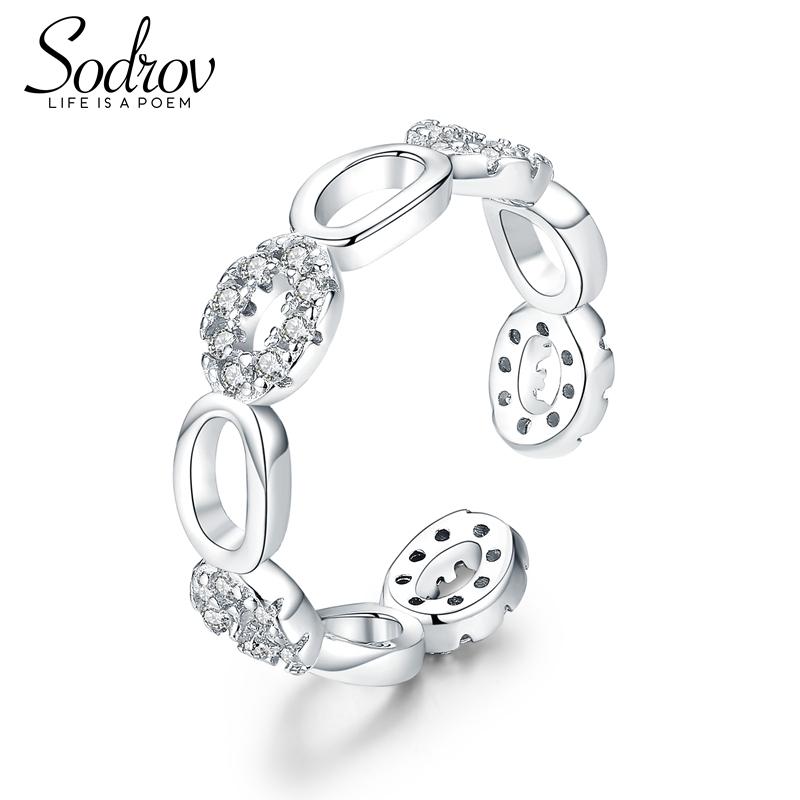 

Cluster Rings Sodrov 925 Sterling Silver Zircon Open Adjustable For Women Jewelry Ring, Golden;silver