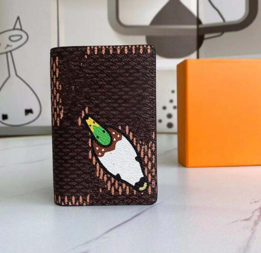 

Luxury Designer Wallets Fashion Cartoon Print Female Wallet Purses Business Casual Multi-Card Mens Clutch Bags Brand Design Plaid Women Coin Purse, Brown