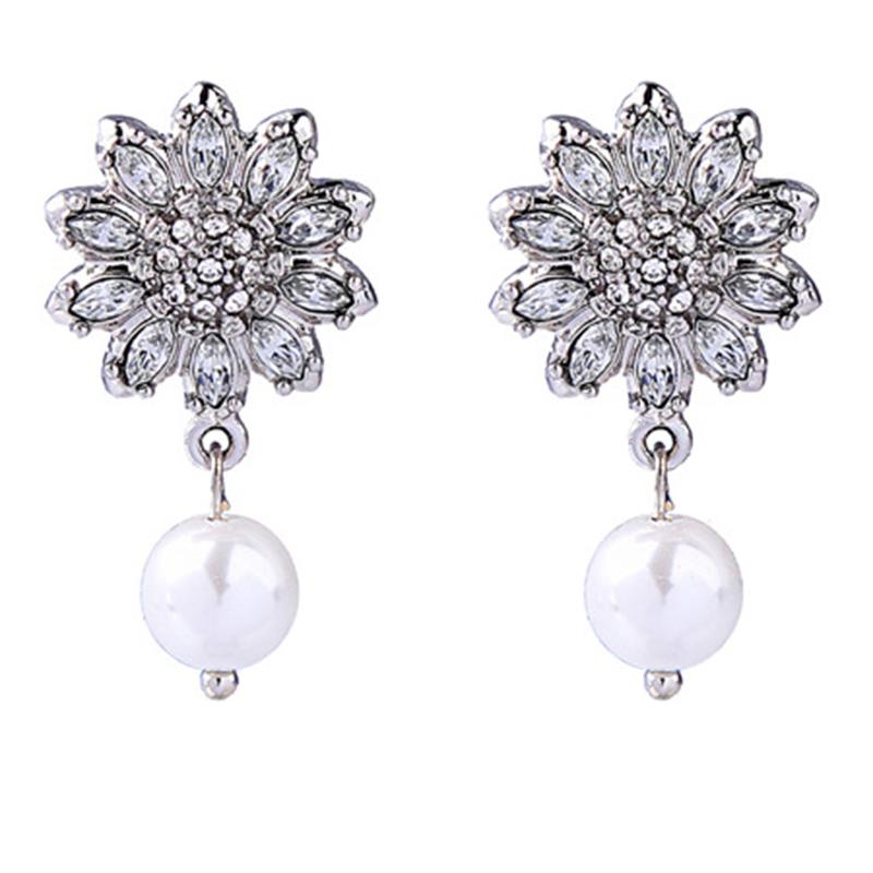

Dangle & Chandelier Fashion Jewelry Earrings 2021 Crystal Pearl Drop Wedding Women Bijoux Silver Color