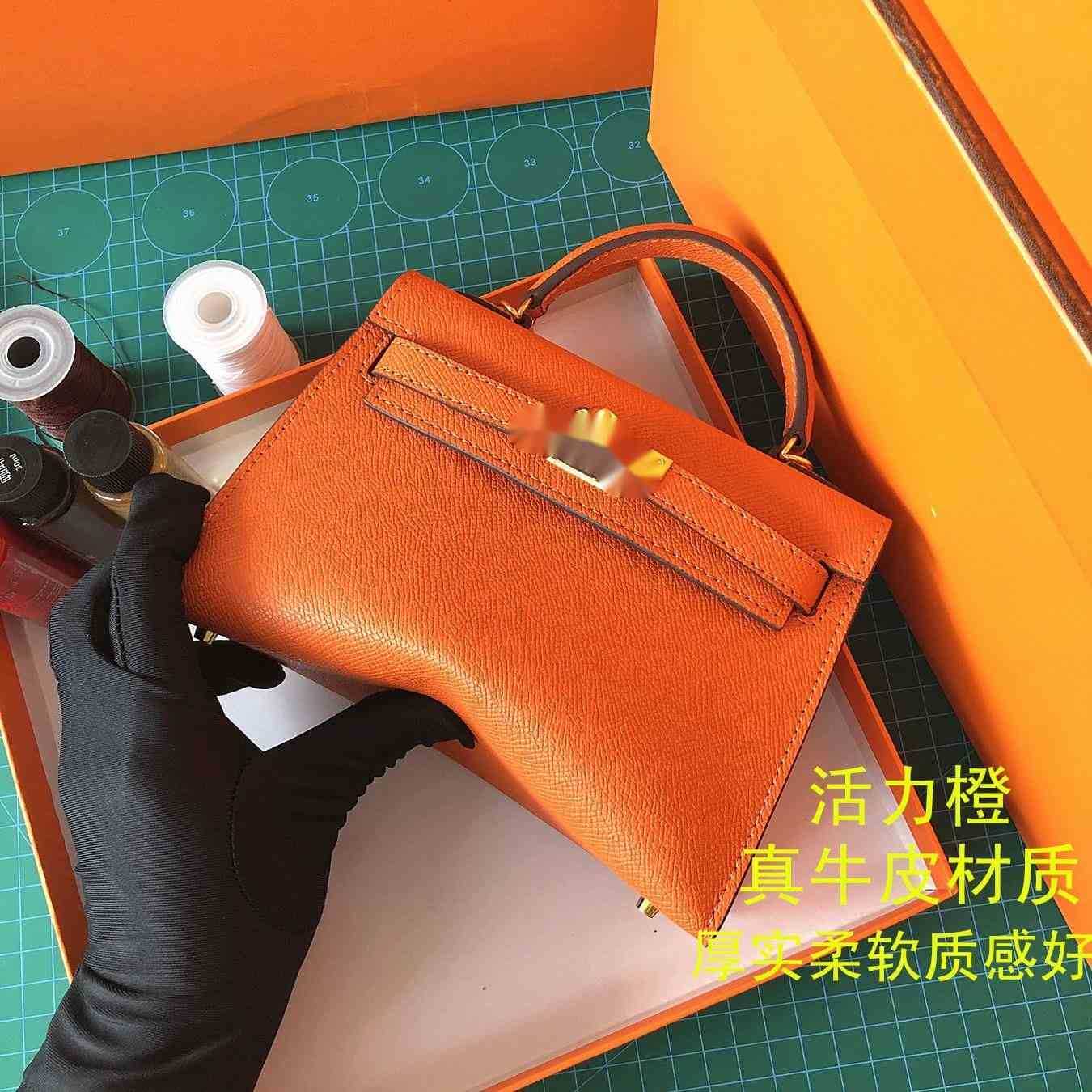 

CLASSIC FLOWER H Designer Handbag Women's Bag 2021 New Fashion Leather Second Generation KELYs Mini Hand Messenger Pig Nose Chain KE9 xwl
