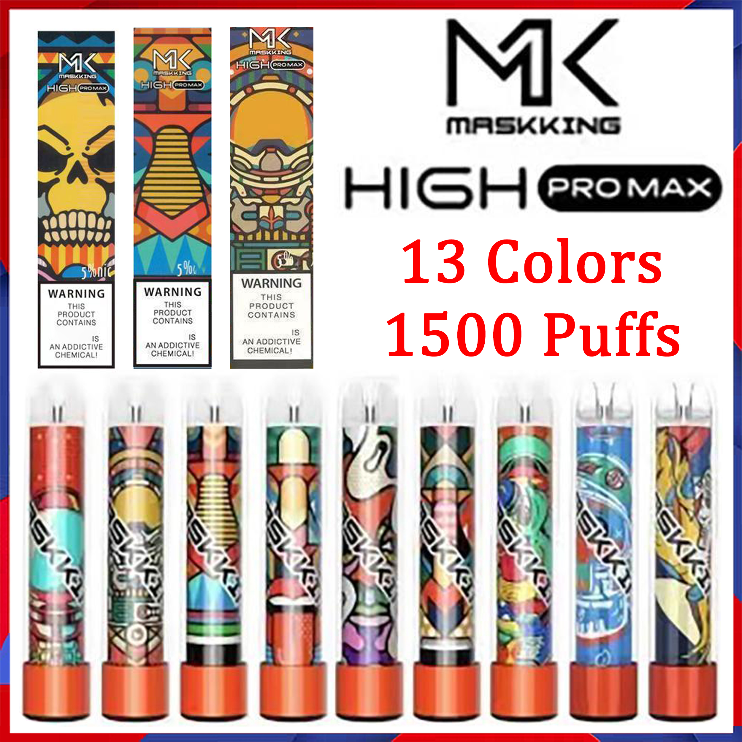 

100% Authentic Maskking High Pro Max Disposable Vape Electronic Cigarettes 1500 Puffs 4.5ml Cartridge Ready To Use Transparent Mouthpiece 13