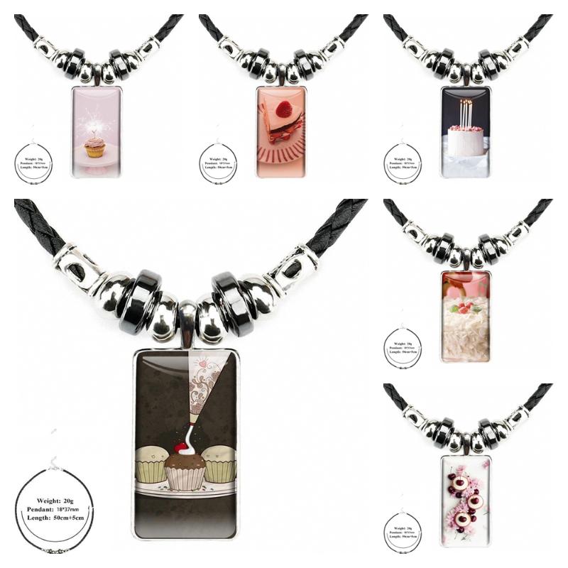 

Pendant Necklaces Steel Color Glass Cabochon With Rectangle Shaped Choker Black Hematite Necklace Cute Cake Fashion Personalisation For, Silver