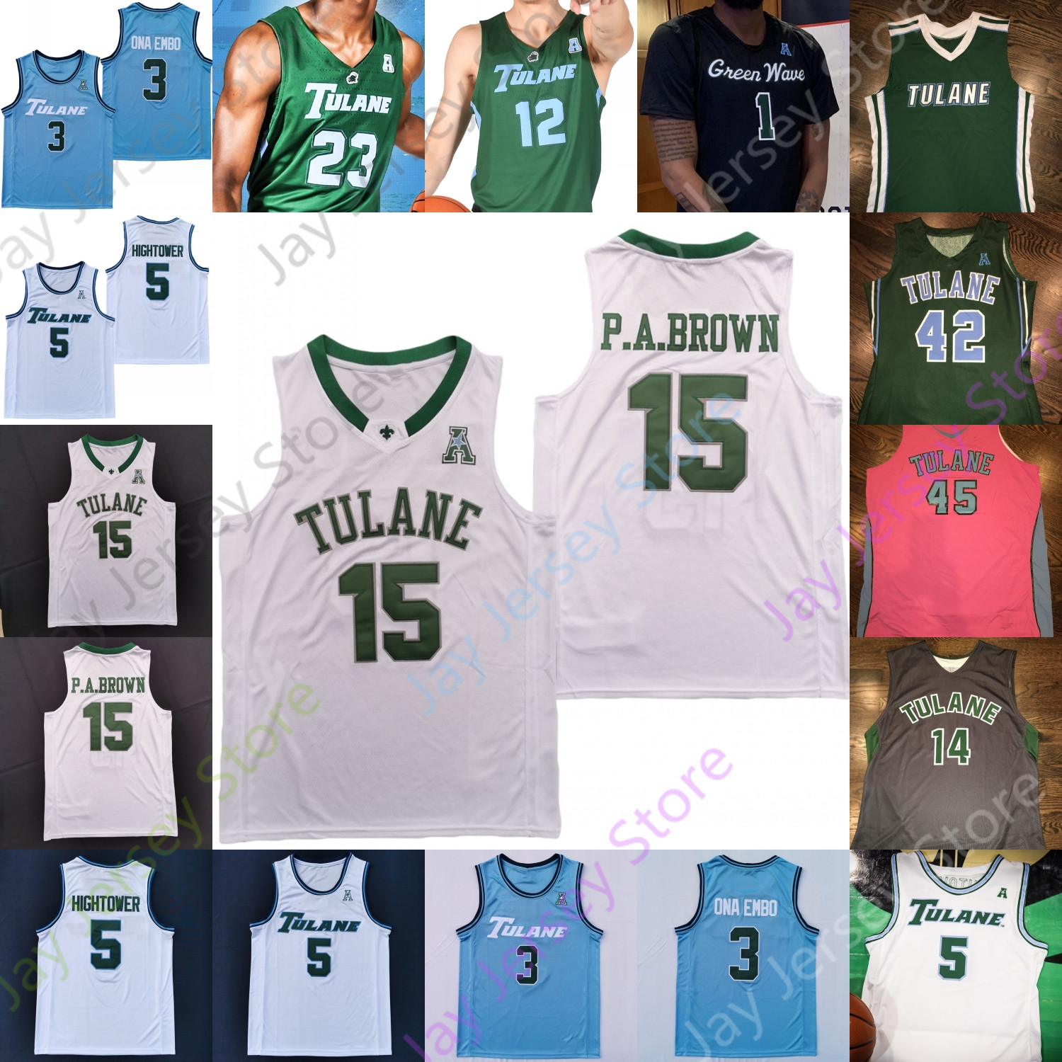 

Tulane Green Wave Basketball Jersey NCAA College Jalen Cook Jaylen Forbes Tylan Pope DeVon Baker Jadan Coleman Scott Spencer, Grey i