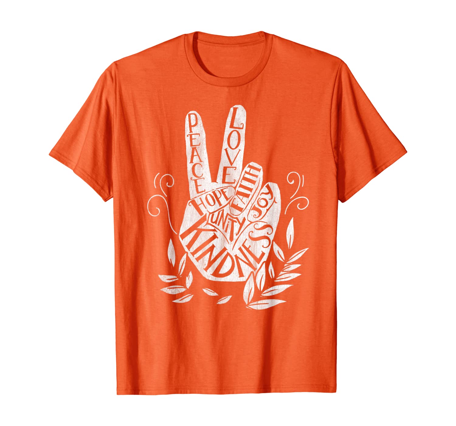

UNITY DAY Orange Gift Anti Bullying Hand Peace Sign T-Shirt, White;black