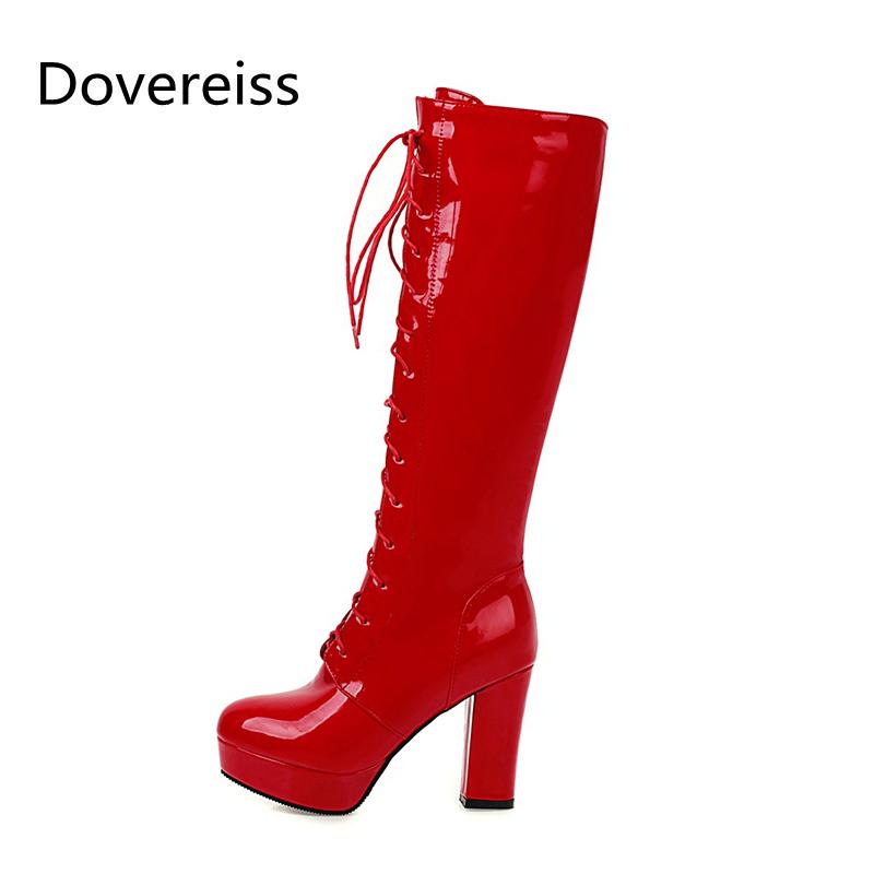

Boots Winter For Woman Fashion Sexy Pointed Toe Pure Color Gold Pink Platform Stilettos Heels Clear Ankle 33-40, Black