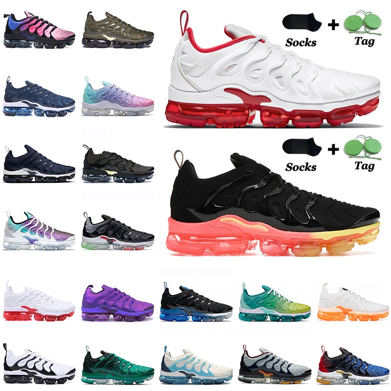 

Newest Men Women Tn Plus Tns Running Shoes Vapours Cherry Midnight Blue Triple White Off Black Sneakers Pure Platinum Atlanta Fresh Creamsicle Grey Silver Trainers, D27 36-40 pastel
