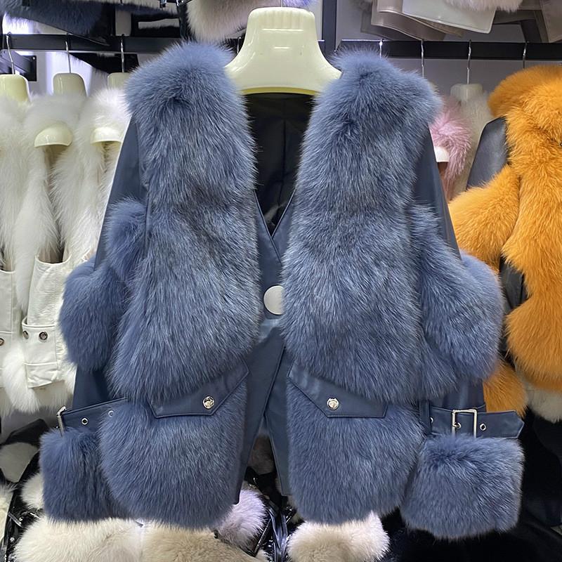 

Women's Fur & Faux DEAT 2021 Winter Women Fashion Long Sleeve V-Neck Double-faced Single Button Office Lady Thicked Slim Coat RC539, Black