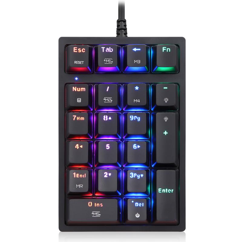 

Keyboards Motospeed K24 Numeric Mechanical Keyboard 21 Keys USB Wired With 13 RGB Light Effects OUTEMU Blue/Red Switch