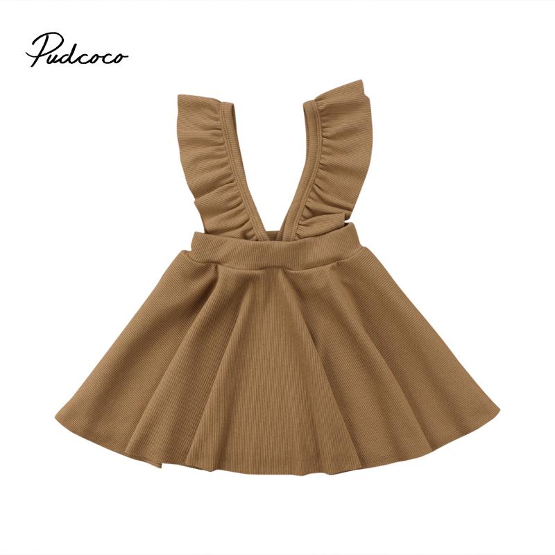 

Skirts Cute Born Kid Baby Girls Ruffles Solid Bow Overalls, Blue